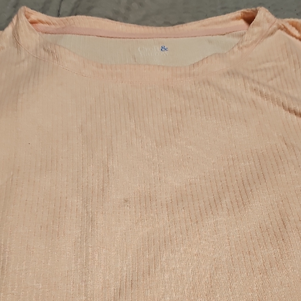 Croft & Barrow Light Peach Ribbed Pajama Top. Bra D New. Never Worn
